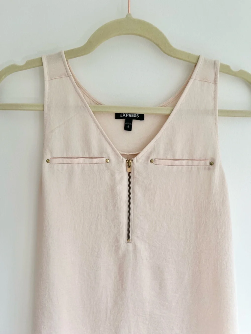 Express Pale Pink Sleeveless Zip Tank Top | Women’s S - Picture 2 of 3